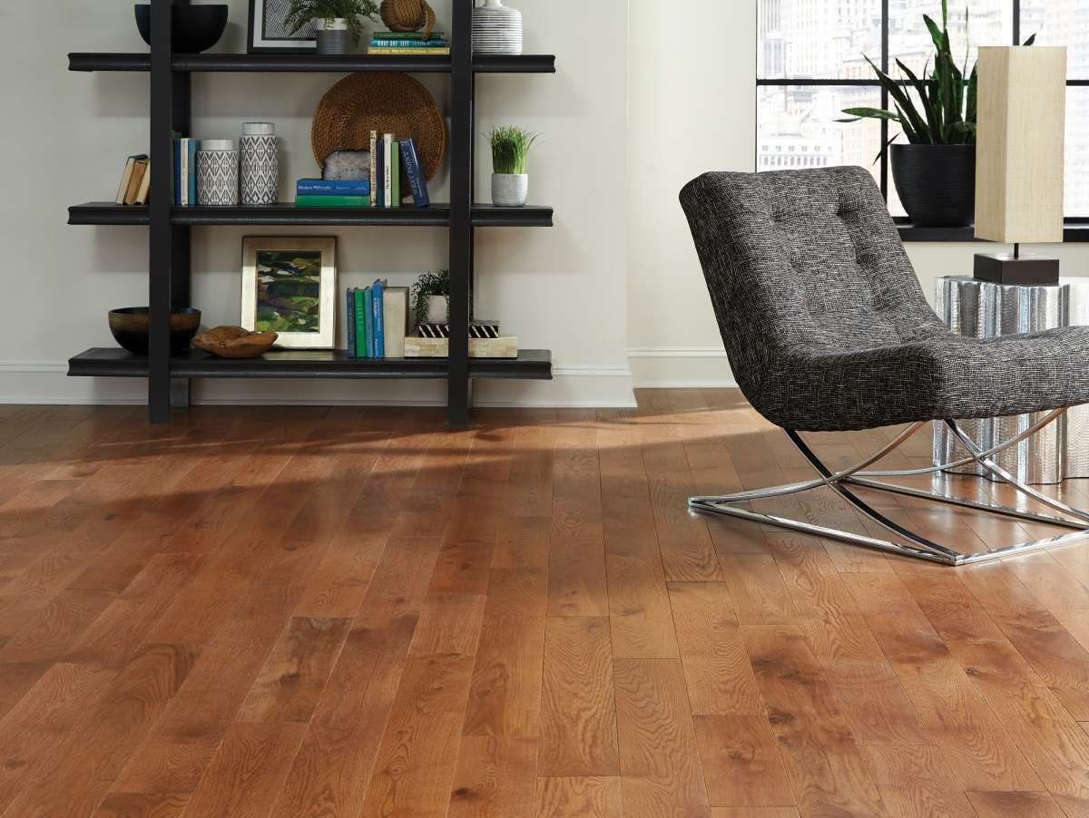 Photograph of red oak used in a living room. 